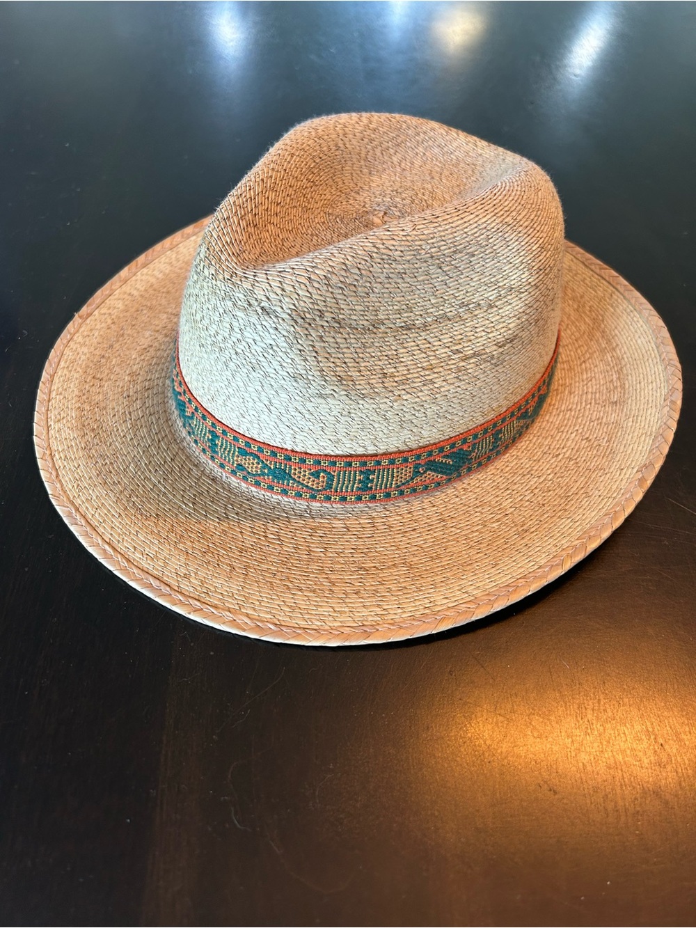Vintage Pigalle XXXXX Mexican Sahuayo Palm Straw Fedora Hat Size 56 7 Small